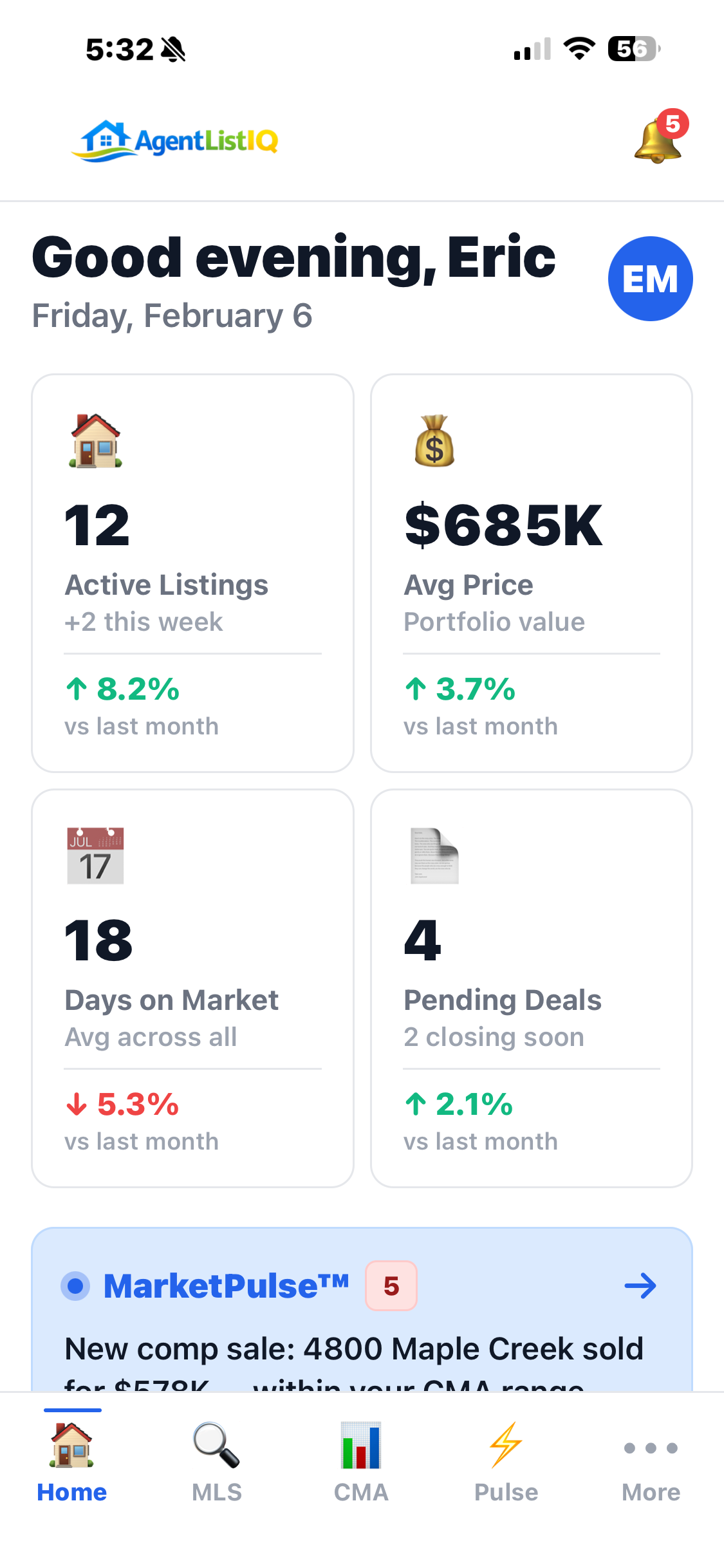 AgentListIQ app mock preview